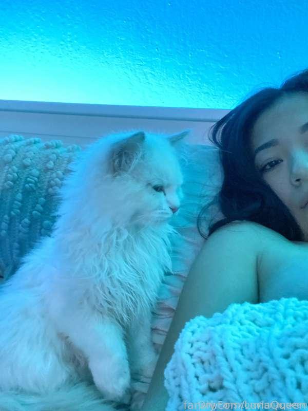 Kitty's first time seeing my nipples lmao 
