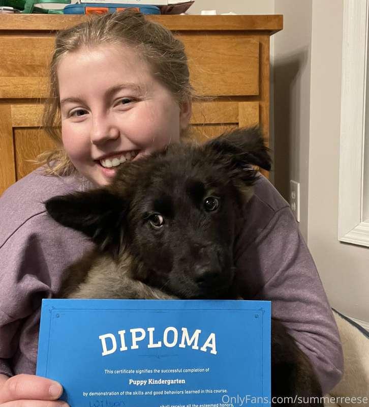 Wilson’s update!! He got his diploma for graduating puppy ki..
