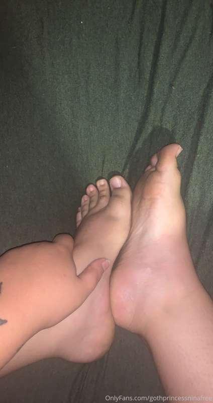 My chubby size 8 feet 
Do I have any feet lovers? 
(They are..