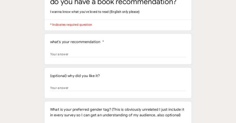 Do you have a book recommendation for me? I read like 1-2 a month so I could always use some recommendations.