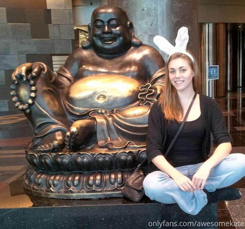 Bunny makes Buddha happy! :)