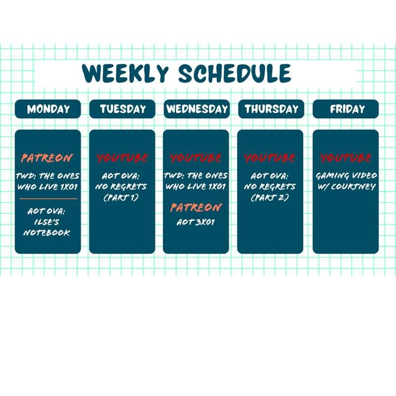 Schedule for this week!