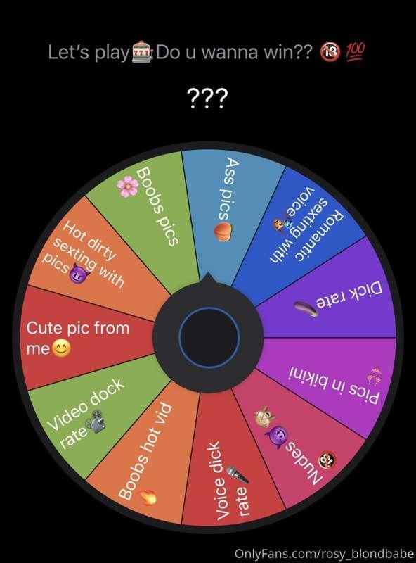 Hello😊try ur luck🎰
1 spin - 5$
3 spin - 10$
💋💋💋