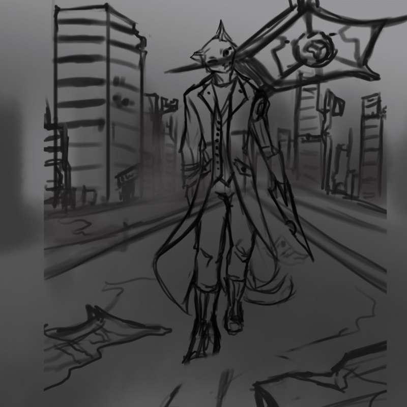 Fullbody sketch + simple scenery (GIF)