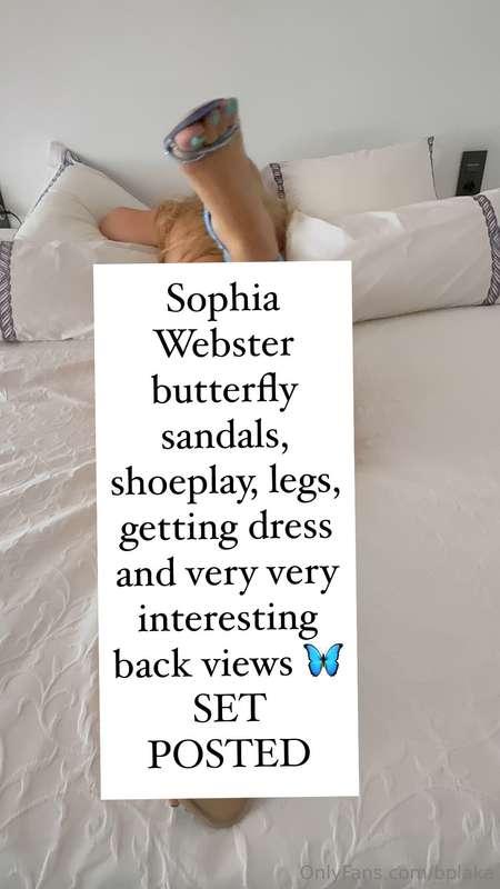 Sophia Webster butterfly sandals, shoeplay, legs, getting dr..