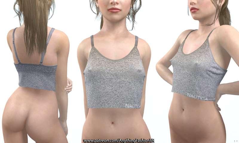 Realistic grey top with Nipple tweaking