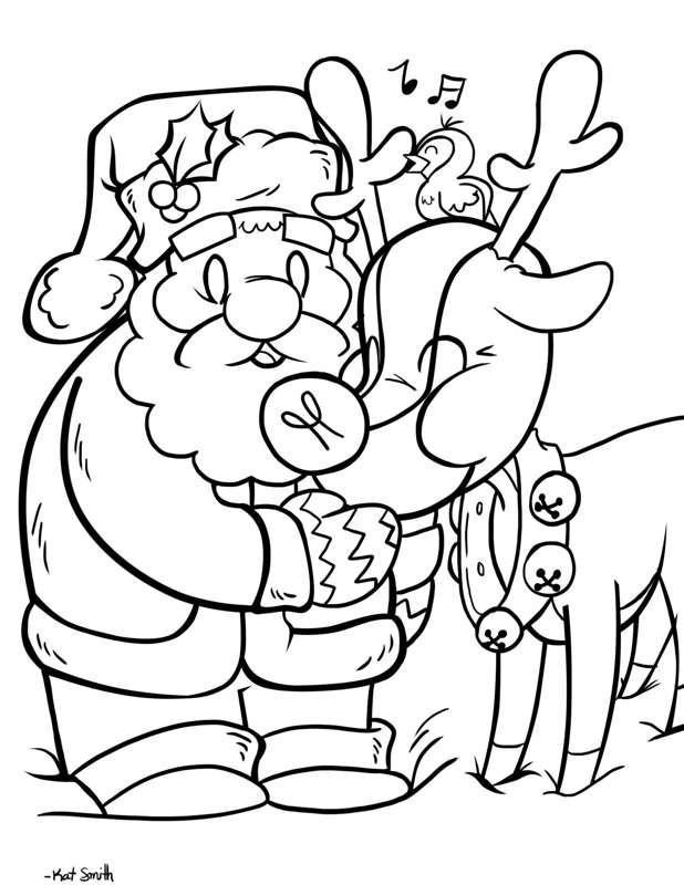Santa and Rudolph Coloring Sheet