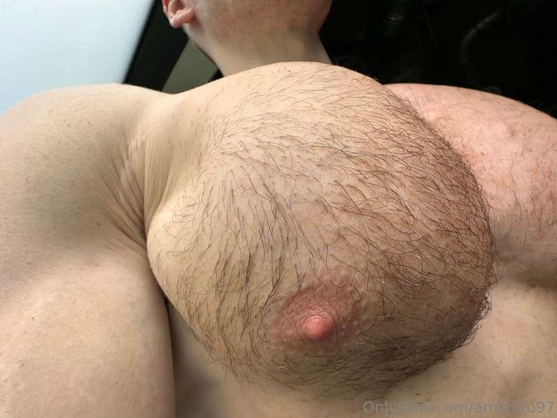 Chest is hairy as hell! And BIG!