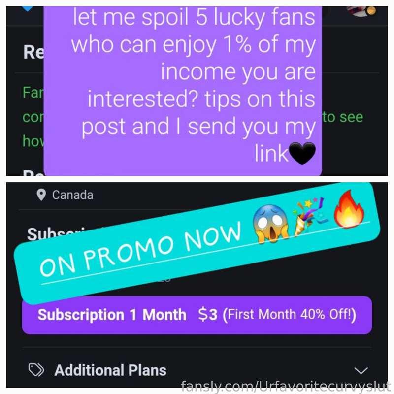 LOTS OF PROMO RUNNING, FOR GIFT LINKS THAT EXPIRE SOON I WILL GET NEW ONE JUST DM ME FOR GIVEAWAYS LOTS MORE TO COME; MY PHONE WAS BROKEN, OPERATION WHICH EXPLAINS MY INACTIVITY!!!! BUT YOU WILL BE SPOILED 🥵🔥🥳IN ADDITION, I OFFER THE OPPORTUNITY TO 5 REAL FANS TO GET 1% OF WHAT I EARN ❤️ BECAUSE AT THE BACKGROUND IT'S THANKS TO YOU❤️❤️ THANK YOU FOR THE BOTTOM OF MY HEART❤️❤️❤️