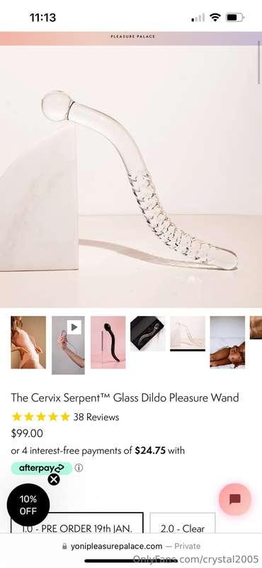 It’s a cute little glass dildo it’s $116 that includes the s..