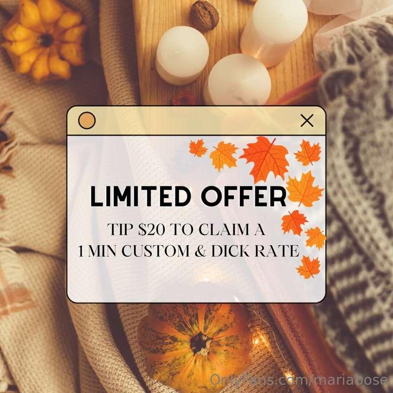 LIMITED OFFER!! Babe tip 20$ AND claim a 1 minute custom víd..