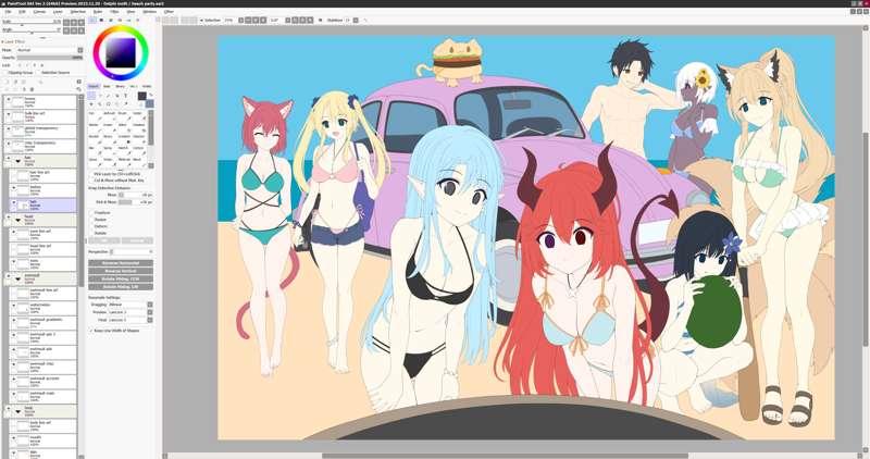 More progress on beach party (Multi-OC comm)