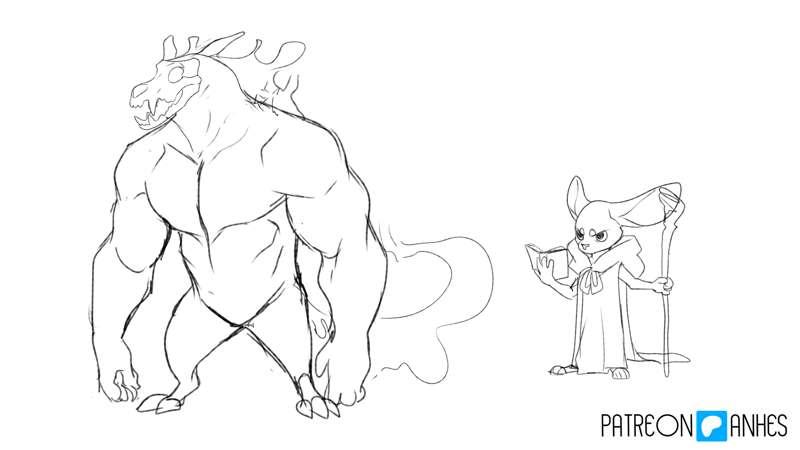 Lusty Summon designs - Big + discarded sketch
