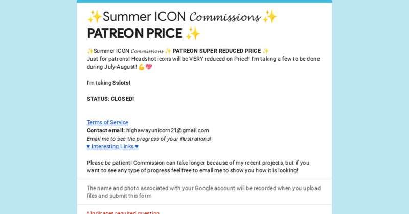 ✨ Summer ICON commissions (2) ! ✨FIXED LINK!