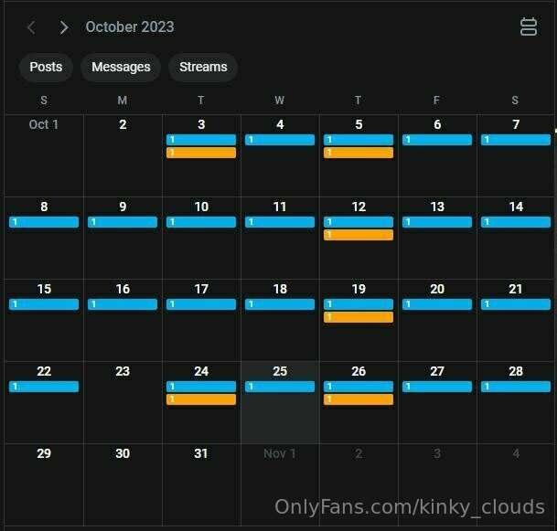 The schedule for this month so far! The 23rd and last few da..
