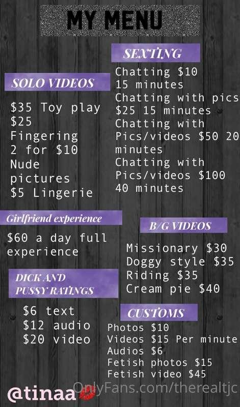 🌟My updated menu🌟