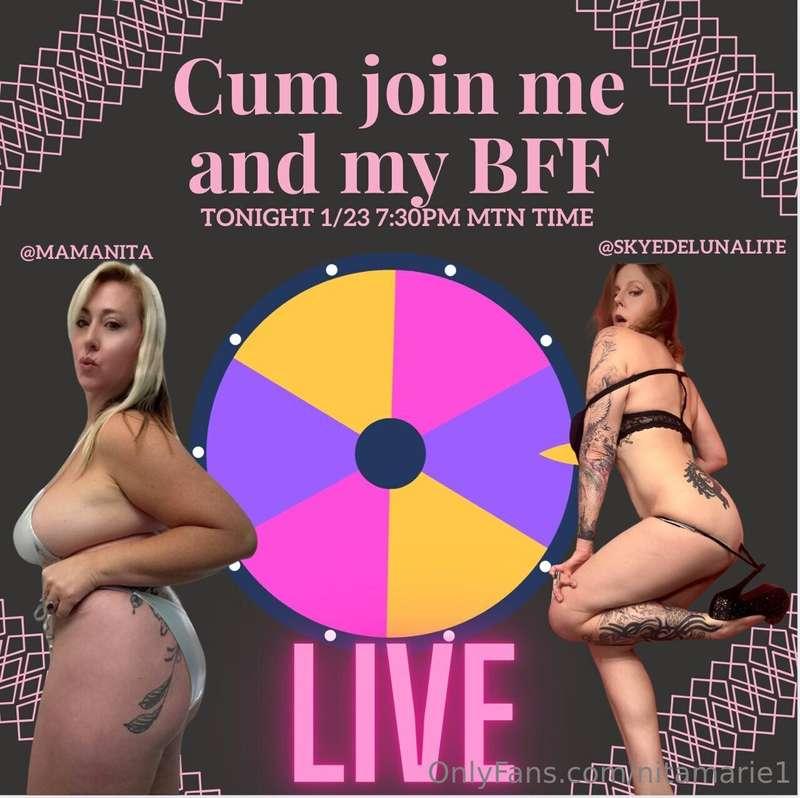 CUM join us tonight at 7:30pm mountain on my VIP page @maman..