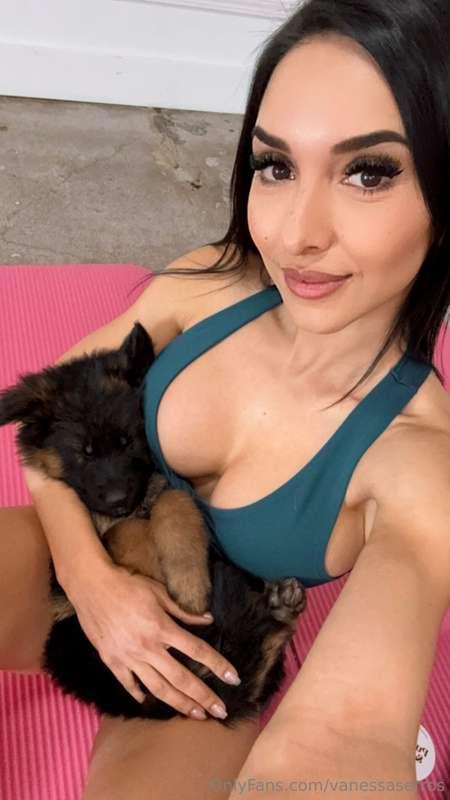 yoga with puppies!! 💜🥺