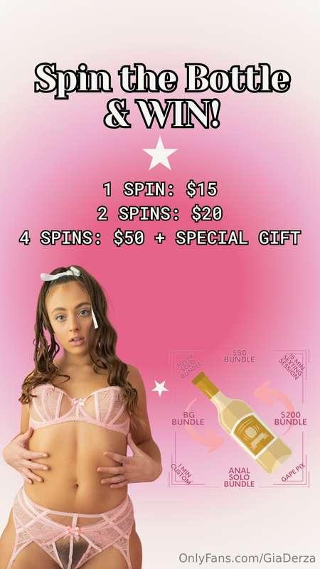### 𝗦𝗽𝗶𝗻 𝘁𝗵𝗲 𝗕𝗼𝘁𝘁𝗹𝗲 𝗮𝗻𝗱 𝗪𝗜𝗡! 🍑🍾

Don’t you wanna spin my bot..