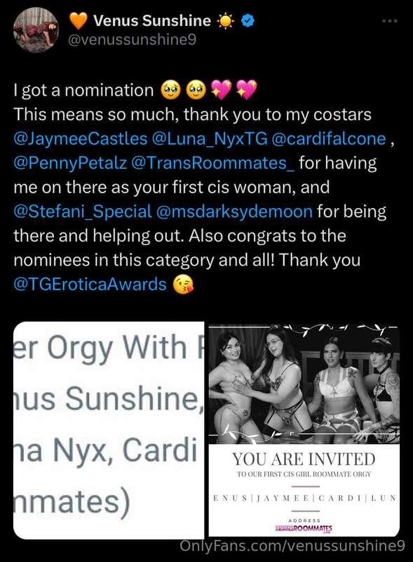 I was nominated for Best Threesome/Moresome for the TEAs!!
N..