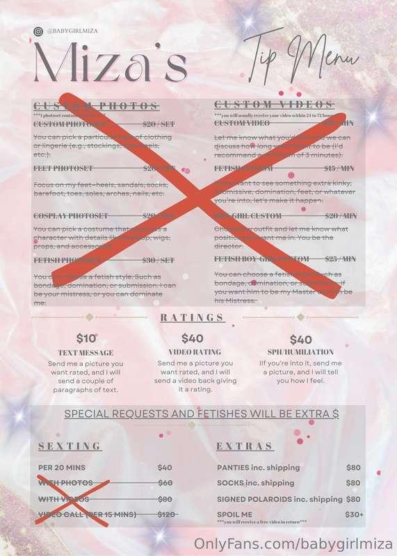 🚨 Updated Tip menu 🚨 This is my updated tip menu for the nex..