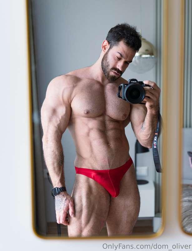 Red briefs on 🍆💦… but not for long.