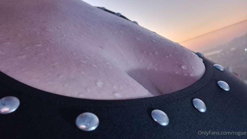 Water drops on my tits at sunset, is there anything more bea..