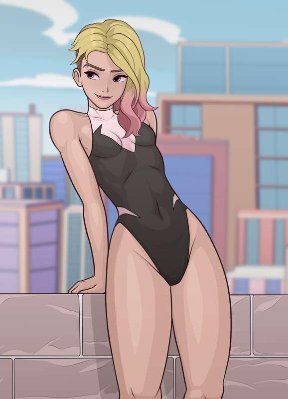 Spider-Gwen in a swimsuit