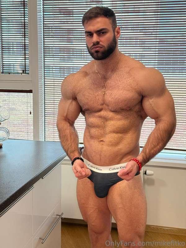 Standing proud, abs tight, cock straining in my briefs are y..