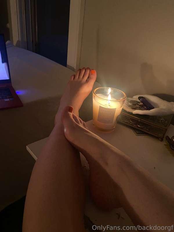 Relaxing night of self indulging on fancy desserts and candl..