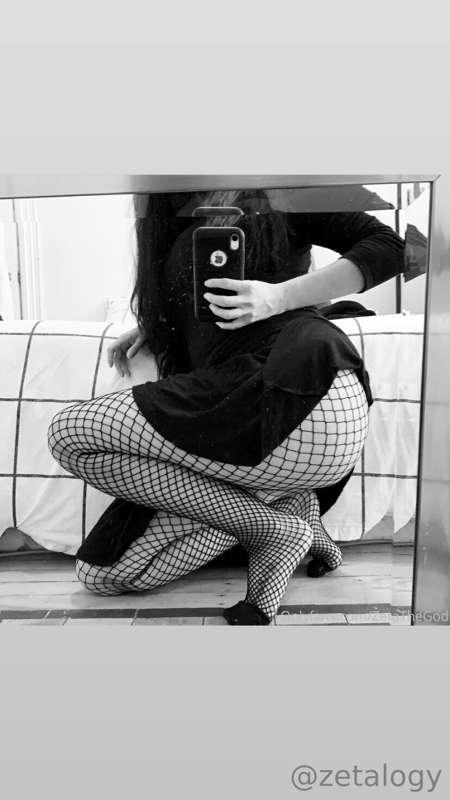 goth butt in fishnets