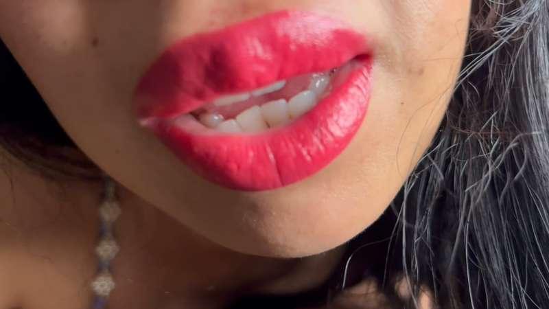 Giantess licks you with her giant tongue 