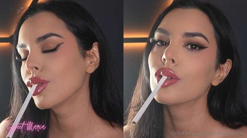 Glossy lips and prints on filter.Lip tease, big glossy lips ..