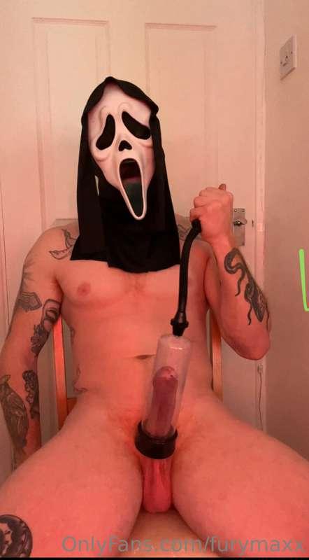 Ghostface pumping his cock up for you