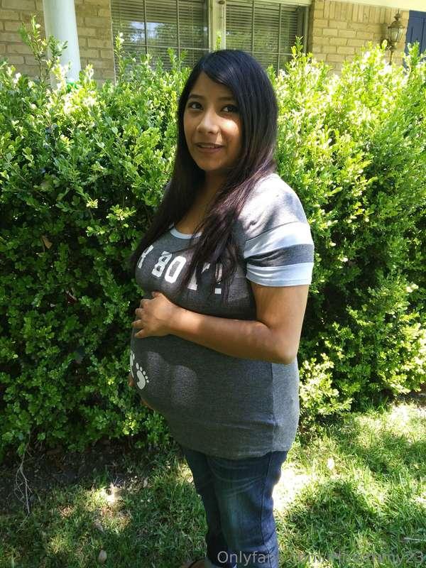 Youthful mommy with a pregnant bump . Woke up feeling a bit ..