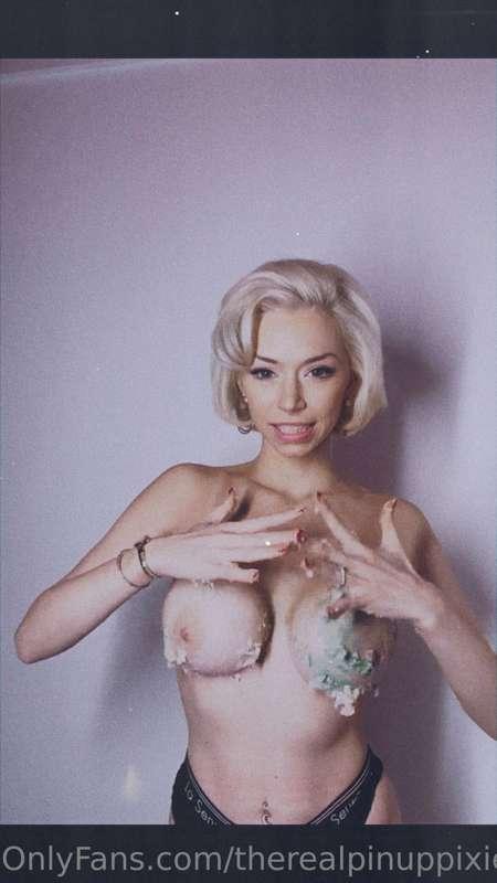 Attempted to shove a cake in my breasts for a video but it w..