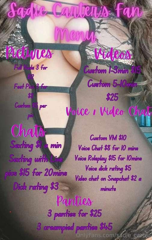 Updated fan menu! Added more stuff! 💜🩷