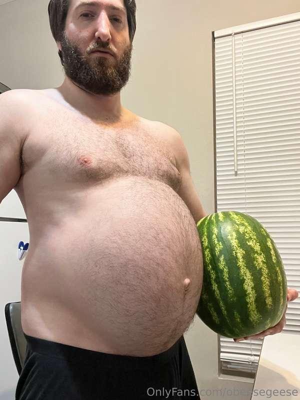 Decided to cool off by eating a whole watermelon.