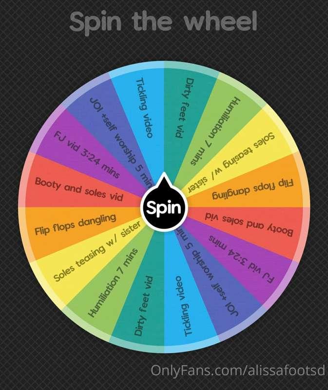 LETS SPIN THE WHEEL BABES😳💖
Come have fun with me

Tip in $1..