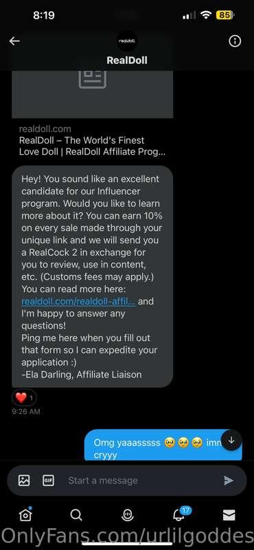 Omgggg you guyssssss!!! 😍 I’m a RealDoll affiliate! 😈 I lite..