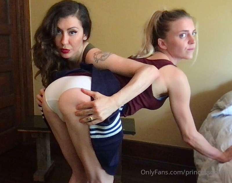 Two stills from my spanking session with this little blonde ..