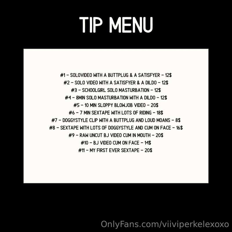 Tip menu for my PPV - Content 💕
When sending the tip, includ..