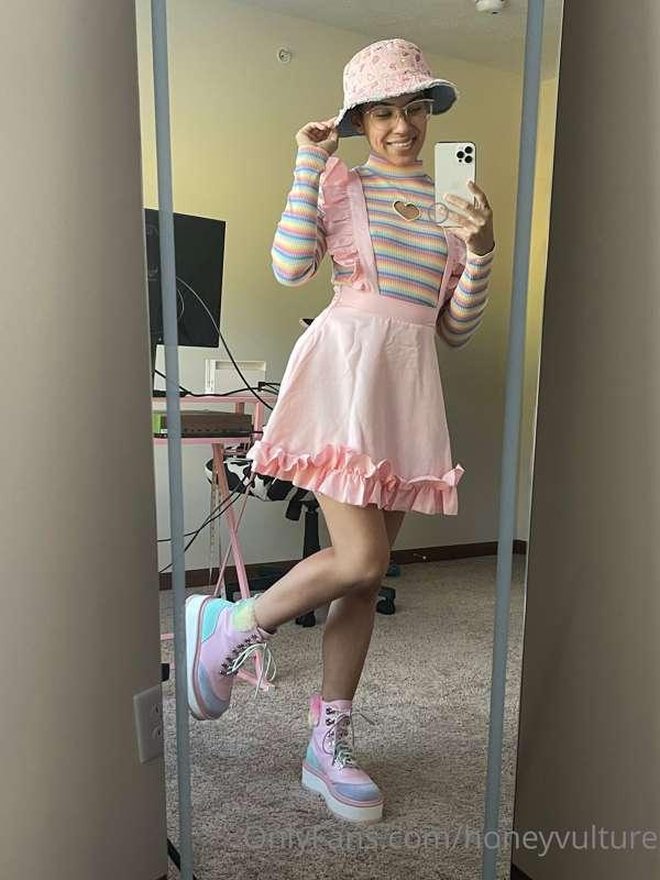 Would you pull this cute little bunny girl’s skirt up and us..