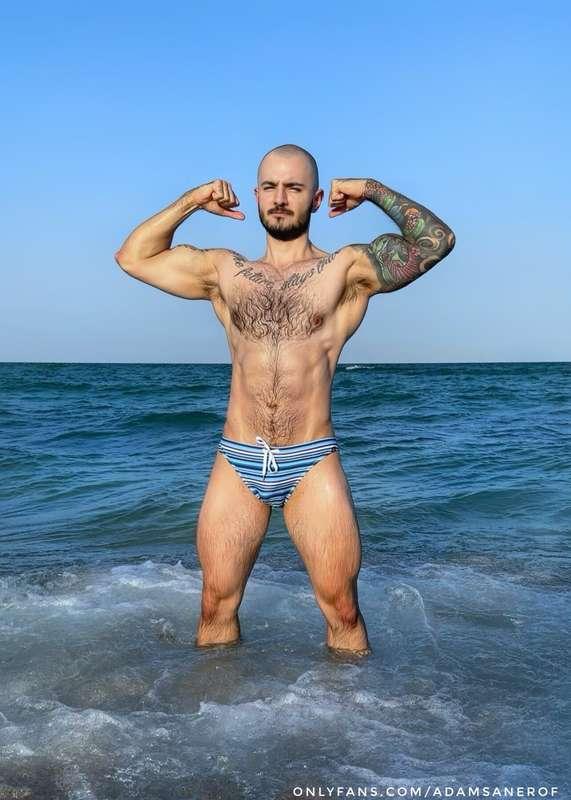 # Naked at the beach 🏝 ☀️ ***1)*** Flexing before taking my ..