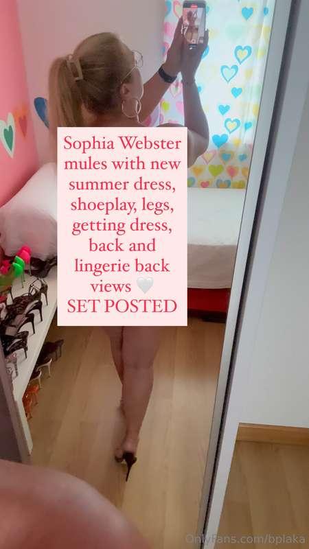 Sophia Webster mules with new summer dress, shoeplay, legs, ..