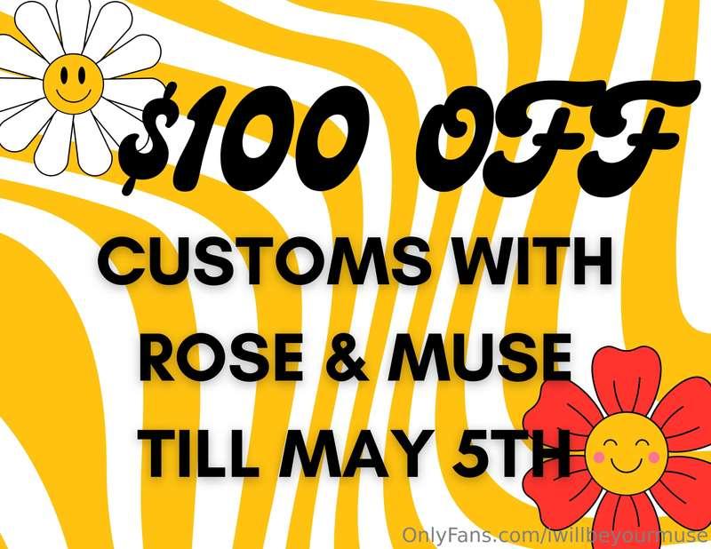 Just a reminder that you can get $100 off a custom with @ros..