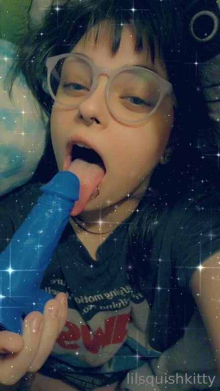 Practicing swallowing cock like a good slut