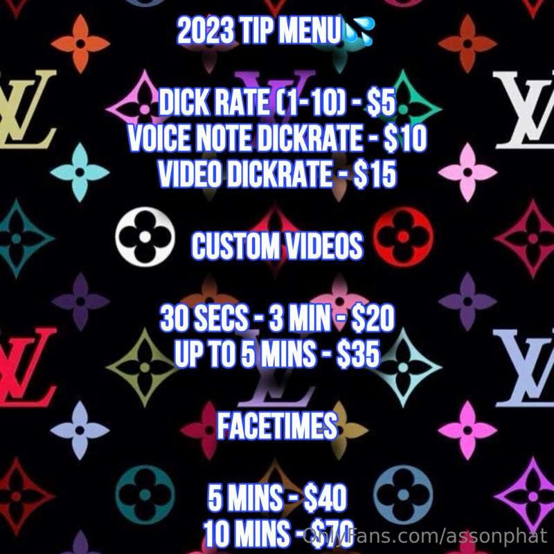 UPDATED TIP MENU🎀🎀