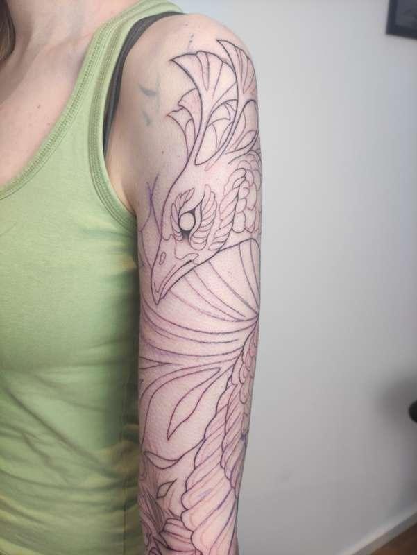 Peacock Tattoo (1. Session) - unedited photos