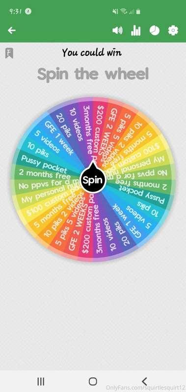 Spin the wheel 
$8 for one spin 
$15 for two spins 

Come on..
